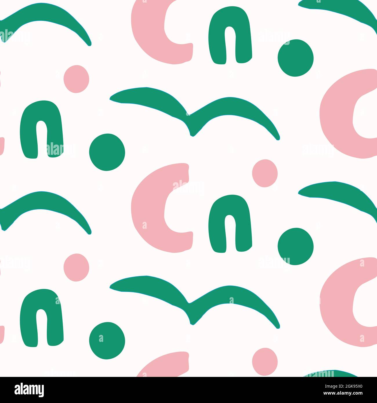 Playful fresh geo doodle shape seamless background. Modern trendy minimal retro style motif pattern. Hand drawn simple colorful design isolated on Stock Vector