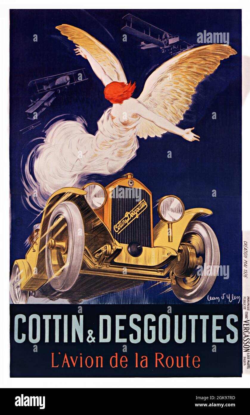 Click On Vintage French automobile poster - Cottin & Desgouttes  - 'The Airplane of the Roads' Stock Photo