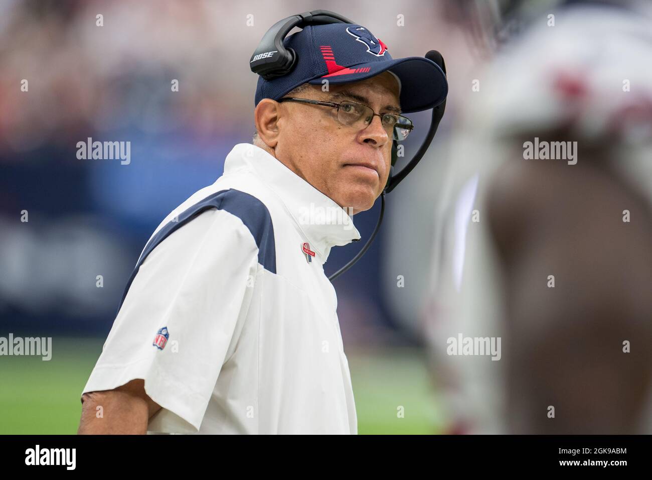 Houston, TX, USA. 12th Sep, 2021. Houston Texans head coach David Culley  during the 3rd quarter of an NFL football game between the Jacksonville  Jaguars and the Houston Texans at NRG Stadium