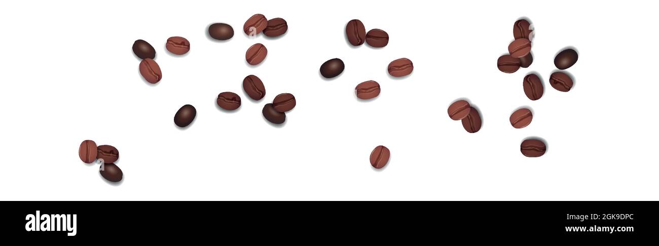 Realistic coffee beans on white background - Vector illustration Stock ...