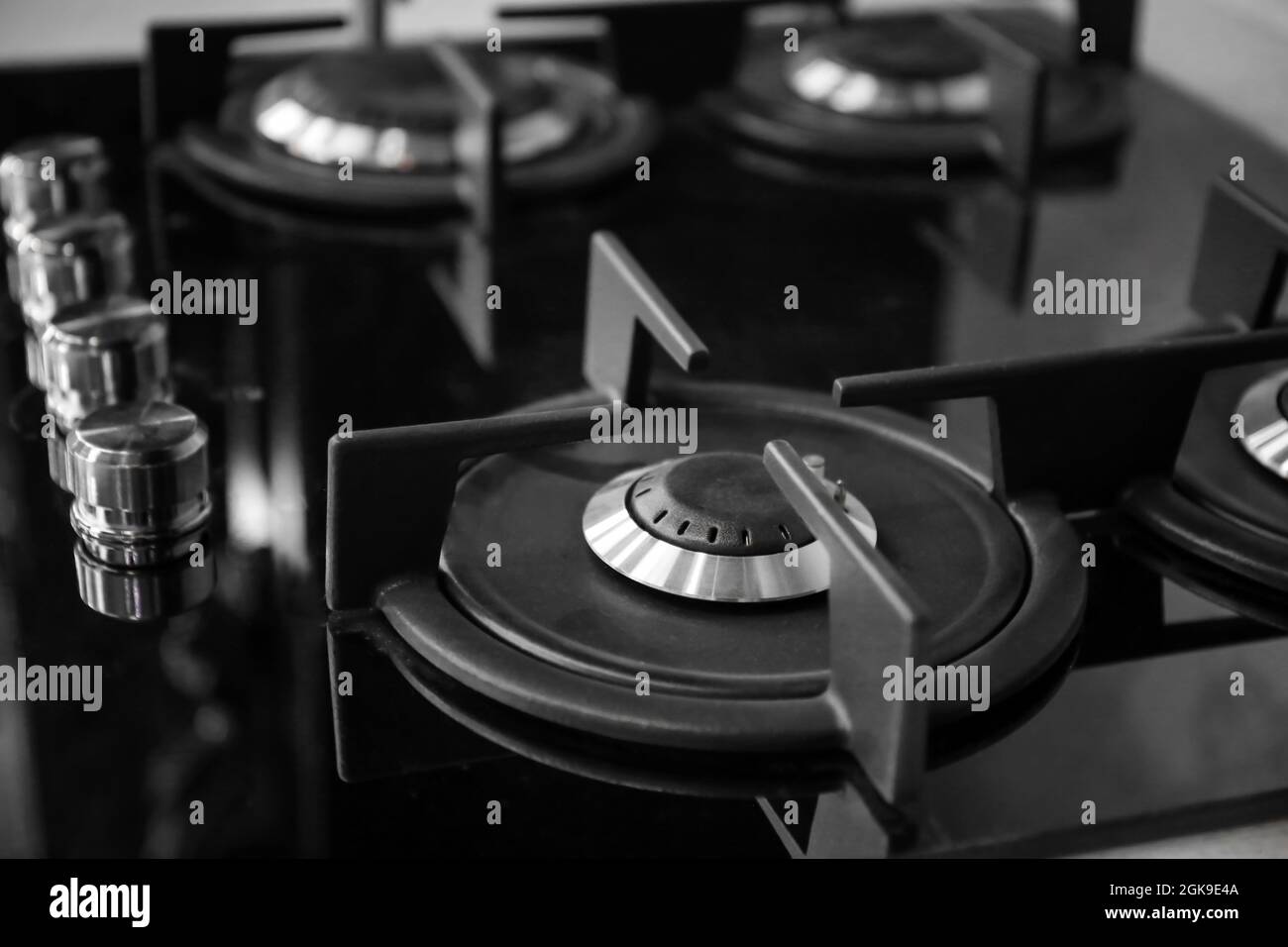 Modern stylish kitchen gas stove Stock Photo Alamy