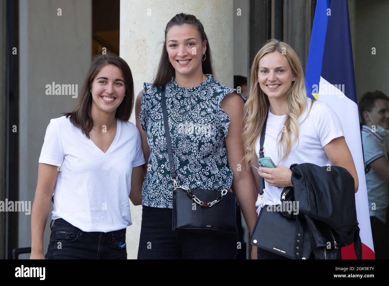 French basketball players Marine Fauthoux, Alexia Chartereau and Marine