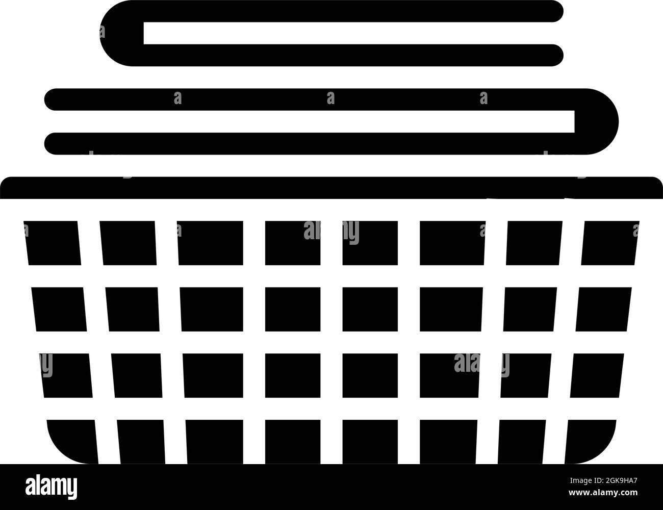 washed clean fabric clothes in basket glyph icon vector illustration
