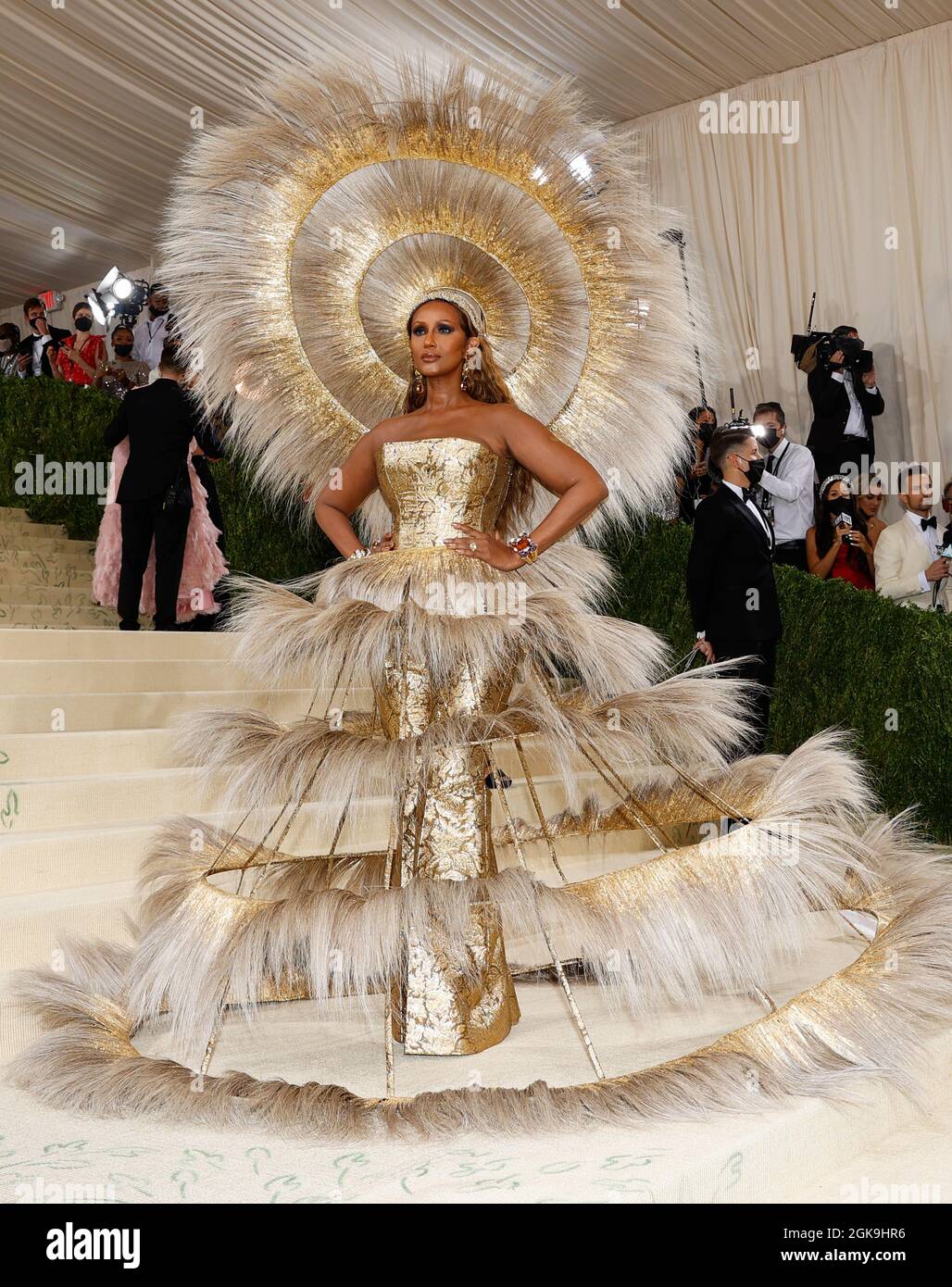 New York, United States. 13th Sep, 2021. Iman arrives for The Met Gala at  The Metropolitan Museum of Art celebrating the opening of In America: A  Lexicon of Fashion in New York