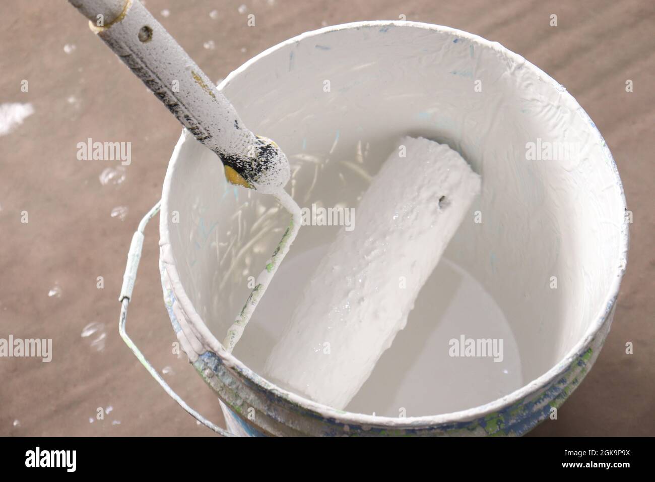 paint brush with paint on pot for sealing painting Stock Photo Alamy