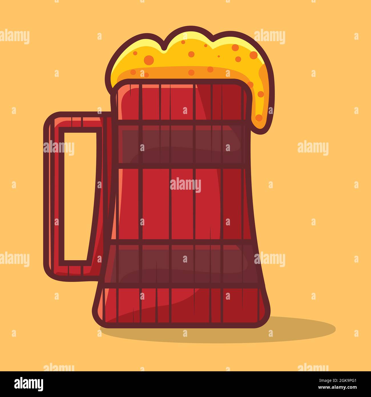 wooden tankard with beer isolated cartoon vector illustration in flat style Stock Vector