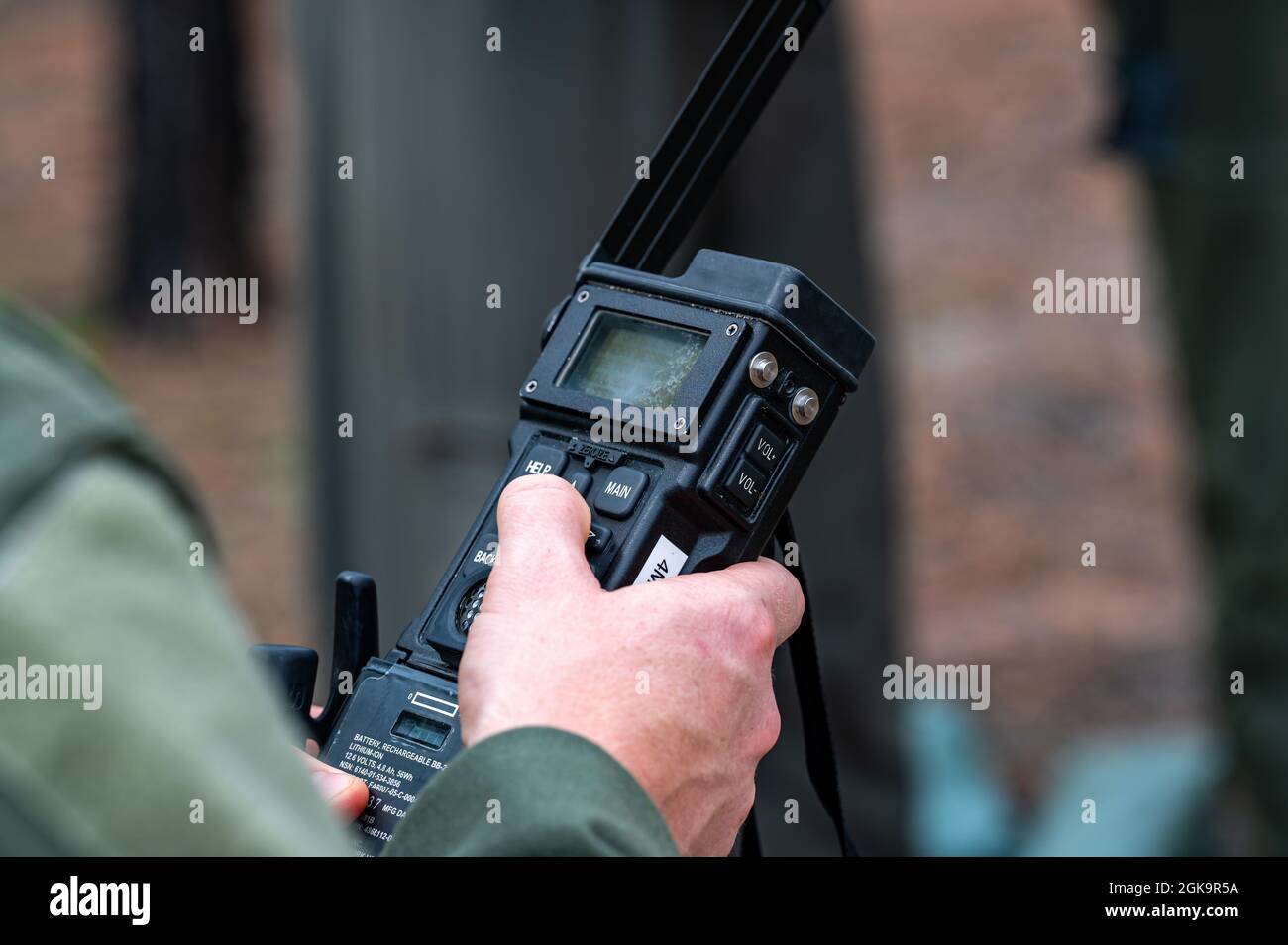 A U.S. Air Force pilot works a radio during Survival, Evasion, Resistance  and Escape (SERE) training at Poinsett Electric Combat Range in Wedgefield,  South Carolina, Sept. 7, 2021. SERE specialists train pilots,