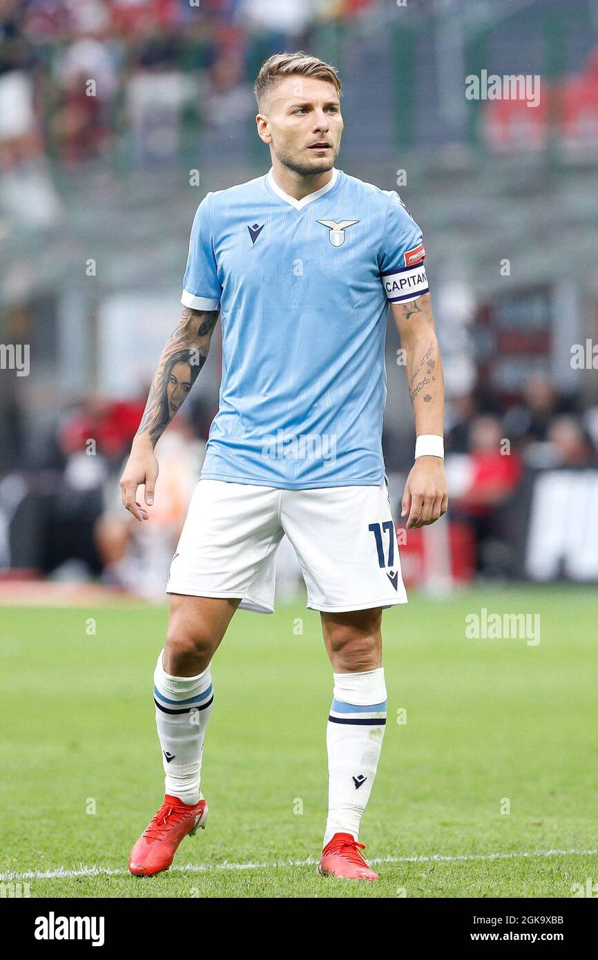 Italy. 12th Sep, 2021. Italy, Milan, sept 12 2021: Ciro Immobile (Lazio  striker) waiting for a goalkeeper-throw in the second half during football  match AC MILAN vs SS LAZIO, Serie A 2021-2022