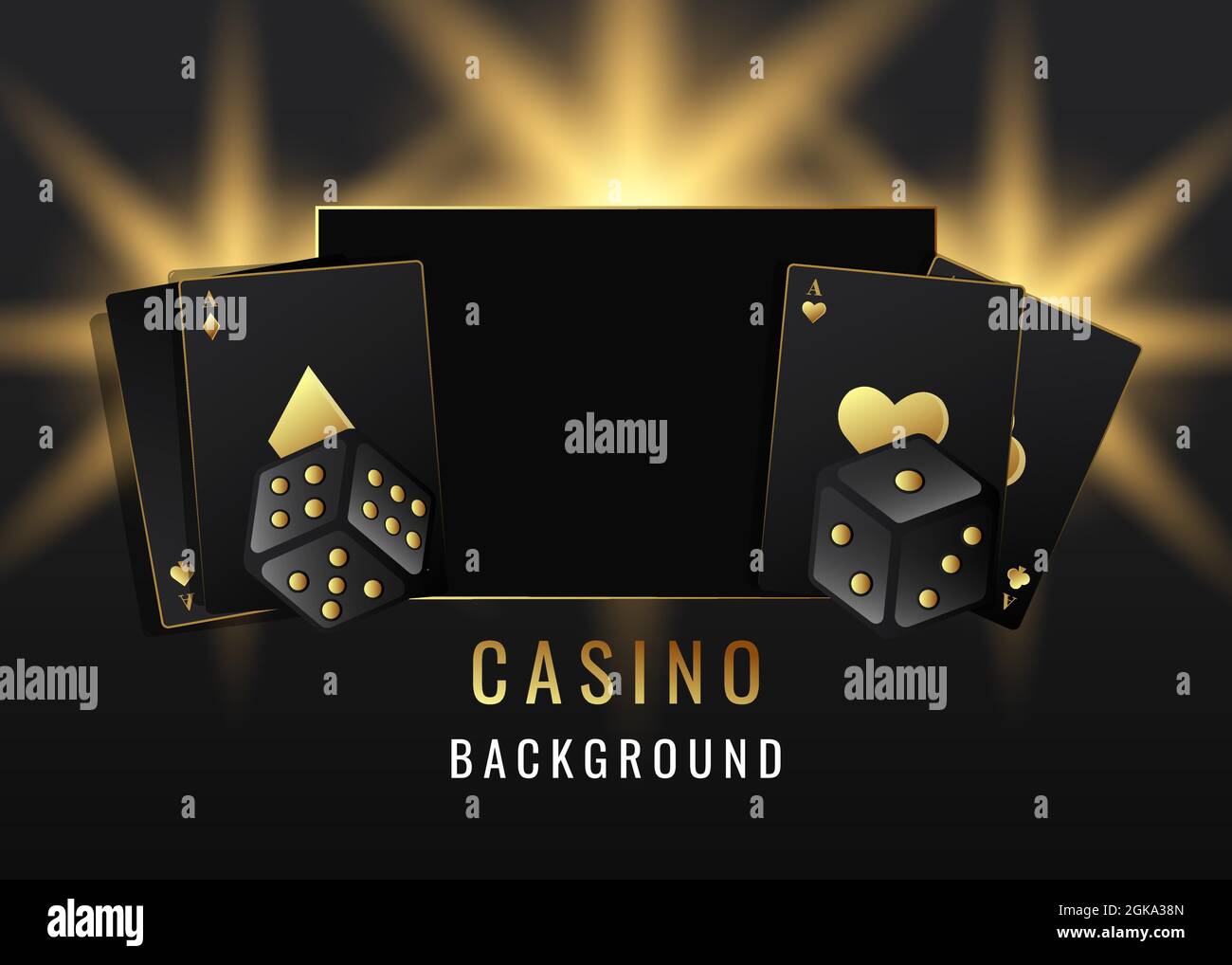 casino background with frame flare light and gold playing card dice Stock  Vector Image & Art - Alamy