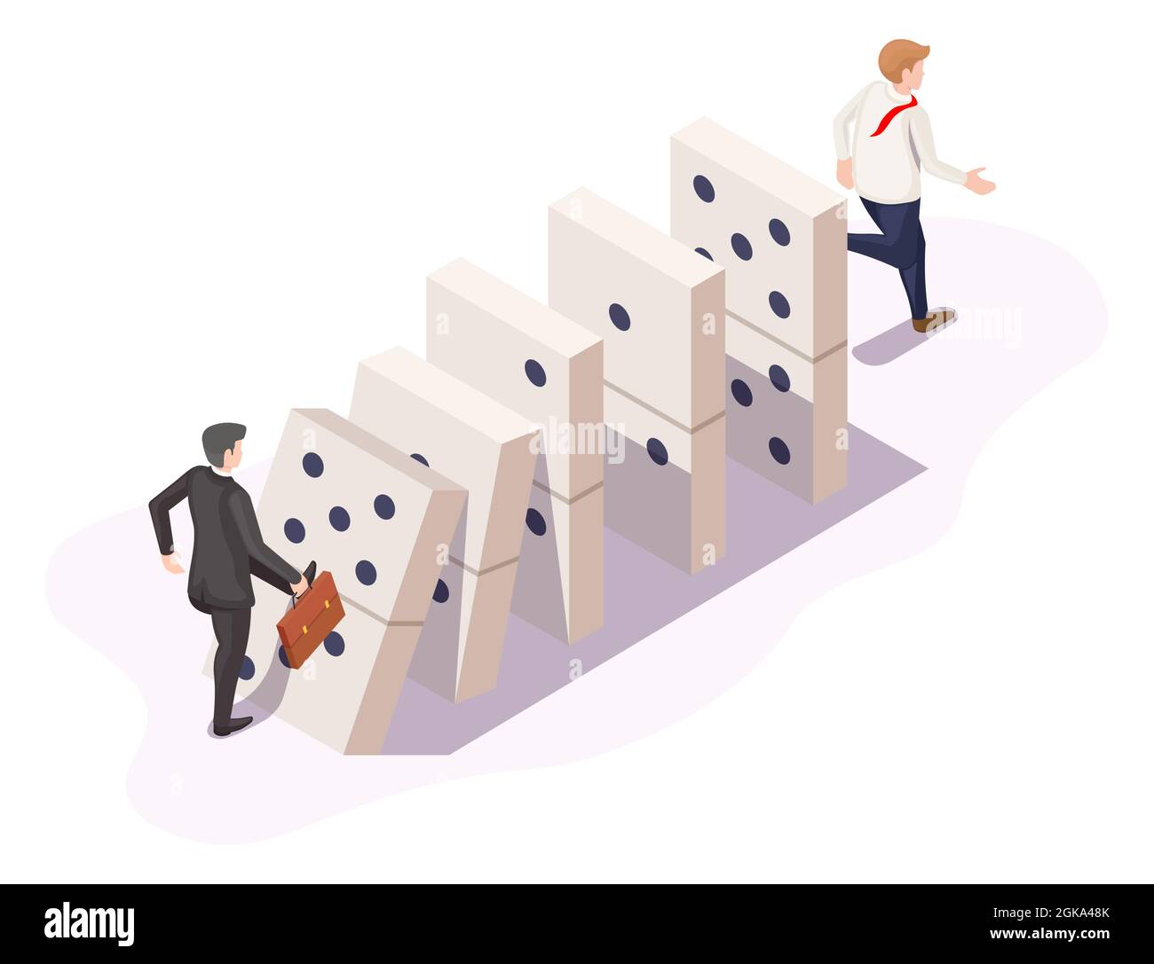 Domino effect or chain reaction in business, vector isometric illustration.  Falling dominoes. Business crisis, failure Stock Vector Image & Art - Alamy