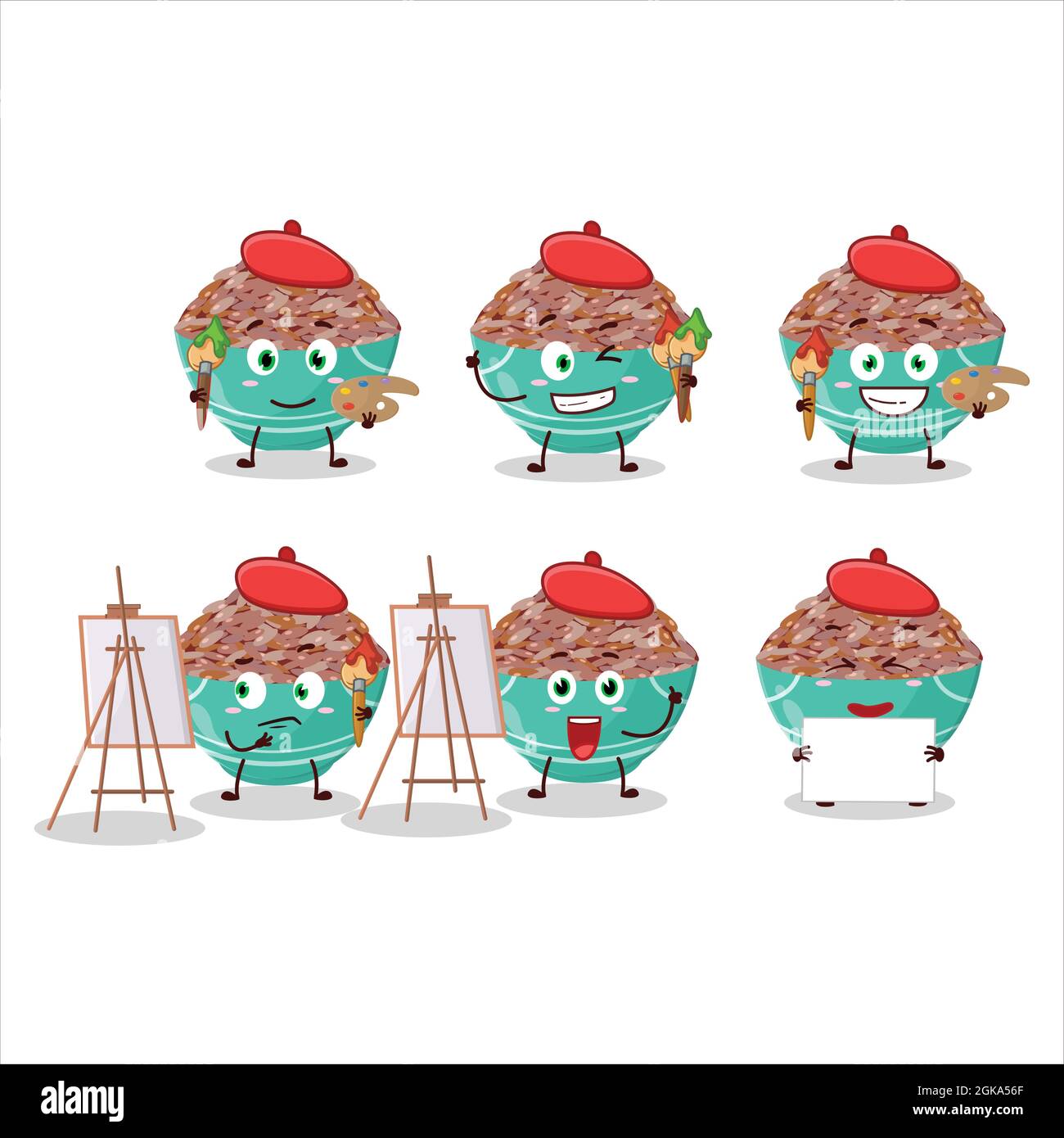 Red Rice Cartoon Artistic Artist of red cargo rice cartoon character painting with a ...
