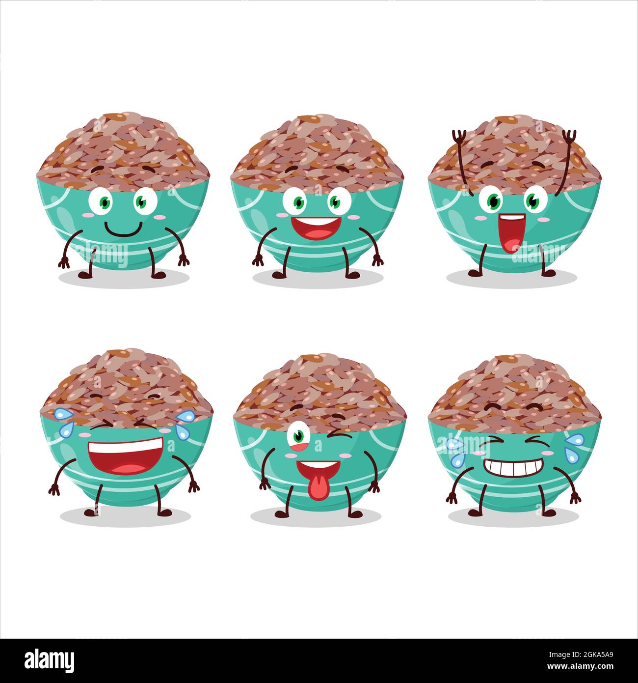 Red Rice Cartoon Cartoon character of red cargo rice with smile expression. Vector ...