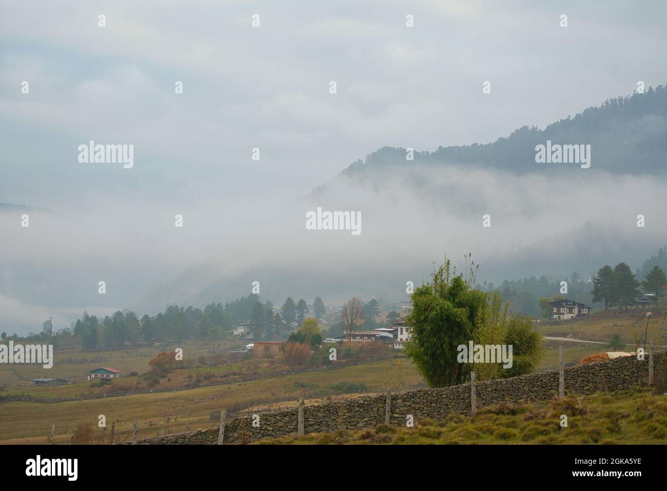 Fog in the valley with houses hi-res stock photography and images - Alamy