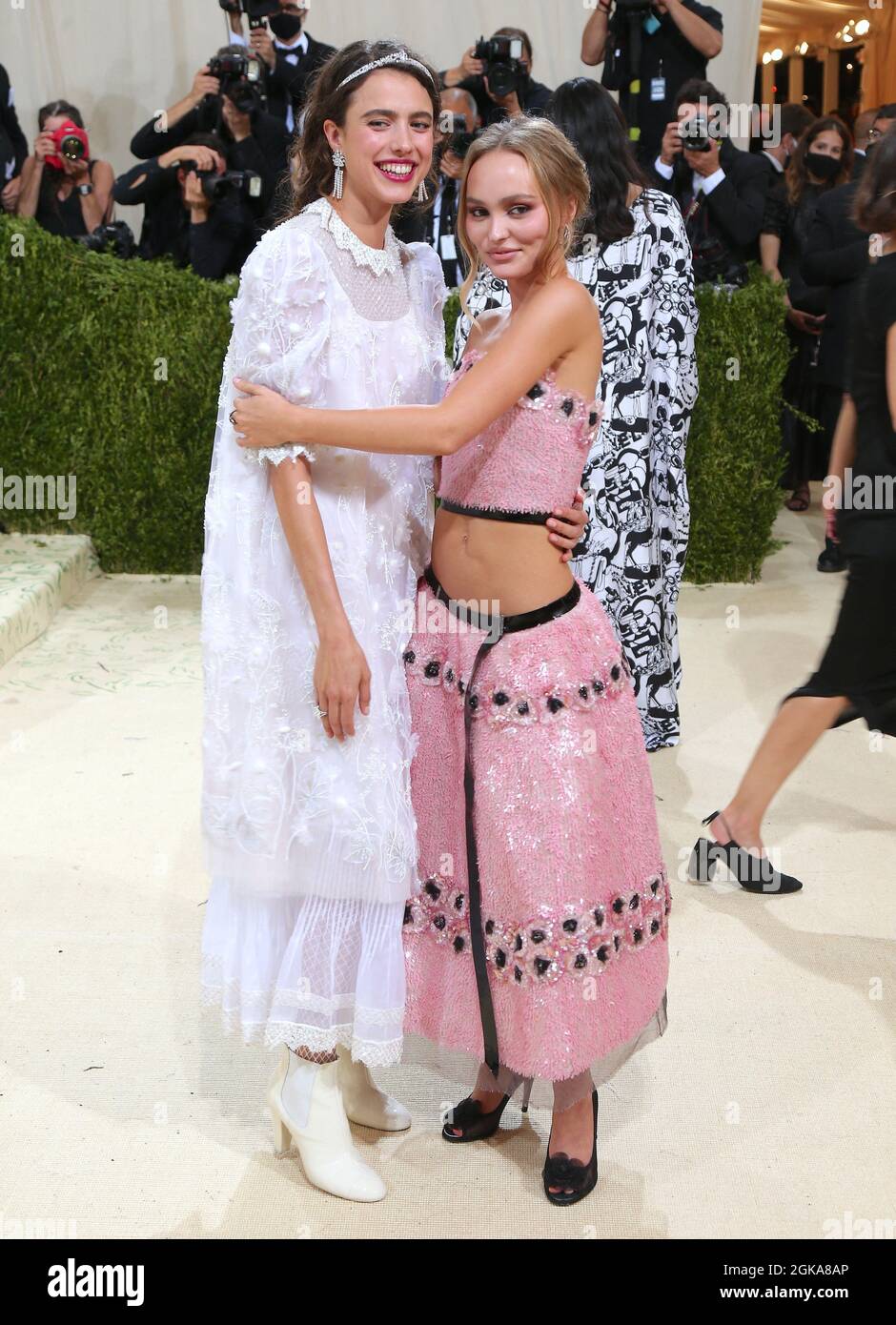 New York, USA. 13th Sep 2021. Lily Rose Depp and Margaret Qualley attending  the Metropolitan Museum of Art Costume Institute Benefit Gala 2021 in New  York City, NY, USA on September 13