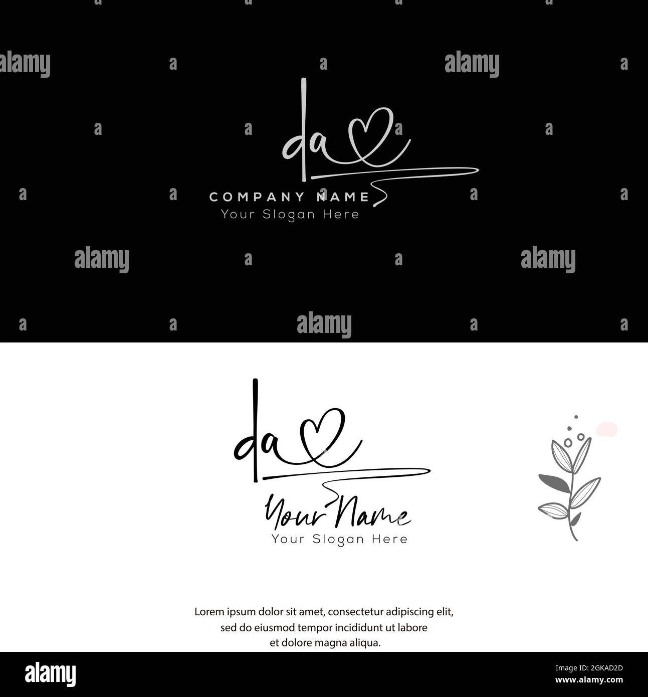D A DA Initial letter handwriting and signature logo. Beauty vector initial logo .Fashion, boutique, floral and botanical Stock Vector
