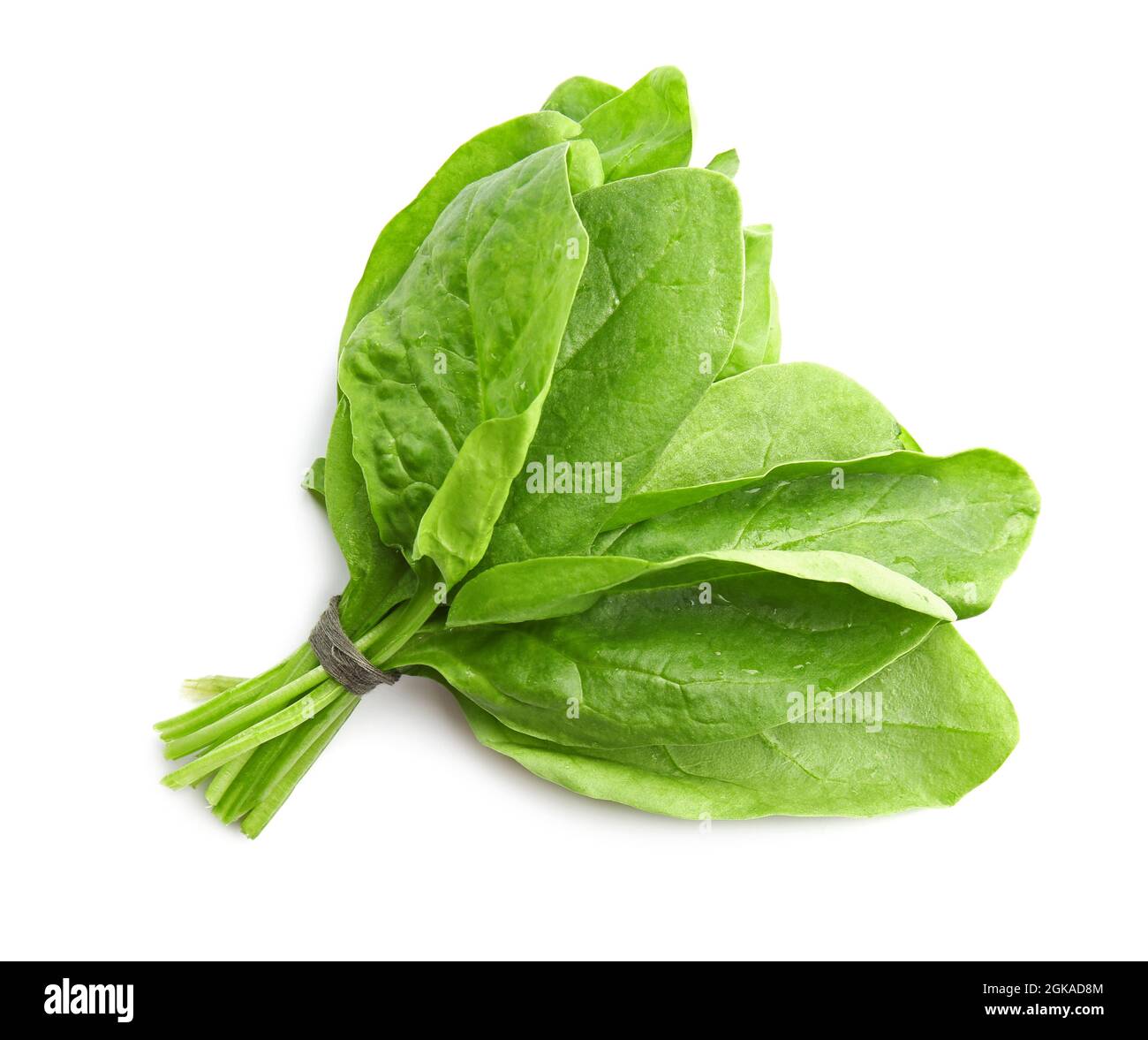 Fresh bunch of spinach on white background Stock Photo - Alamy