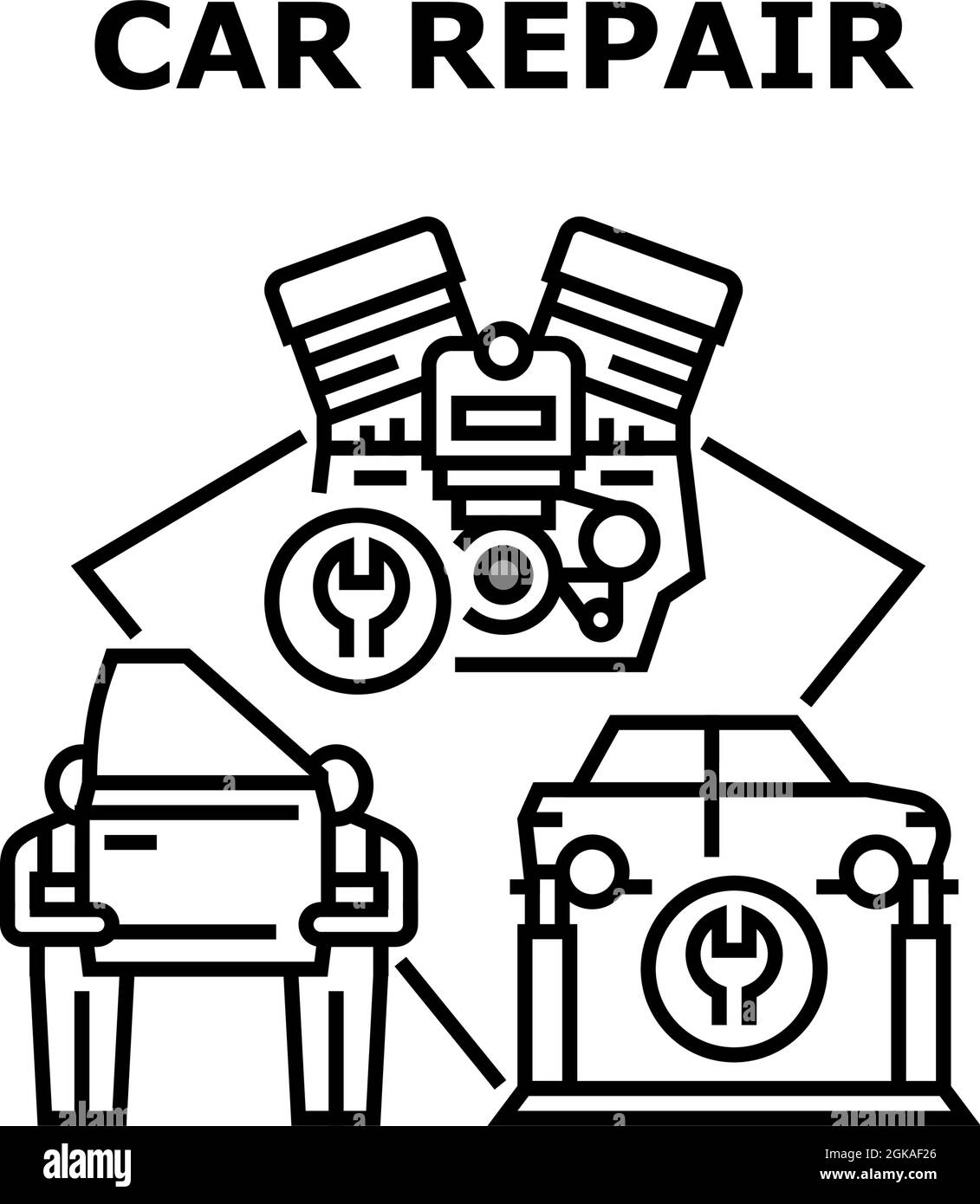 Car Repair Service Concept Black Illustration Stock Vector Image & Art