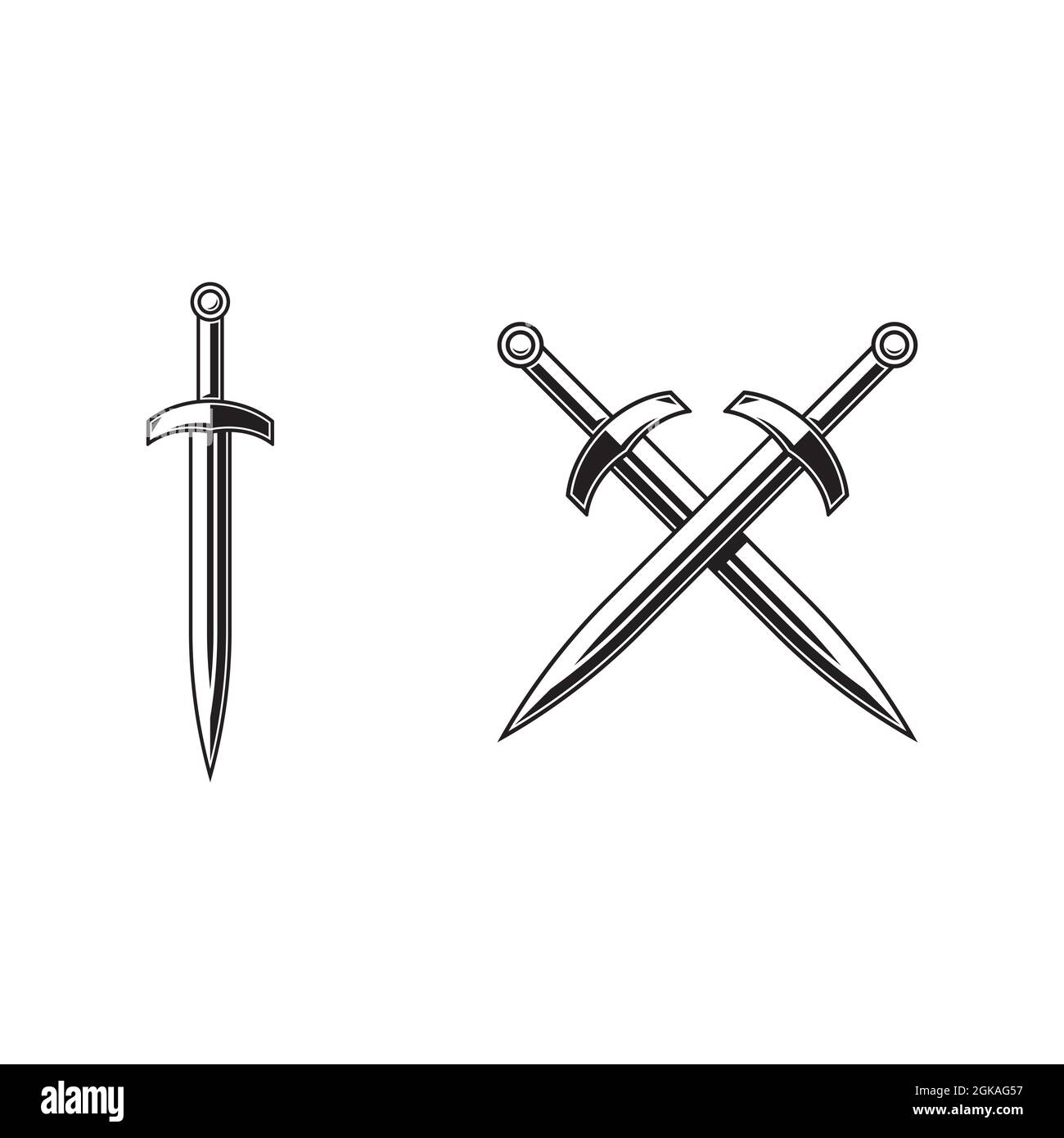 Crossed swords illustration Black and White Stock Photos & Images - Alamy