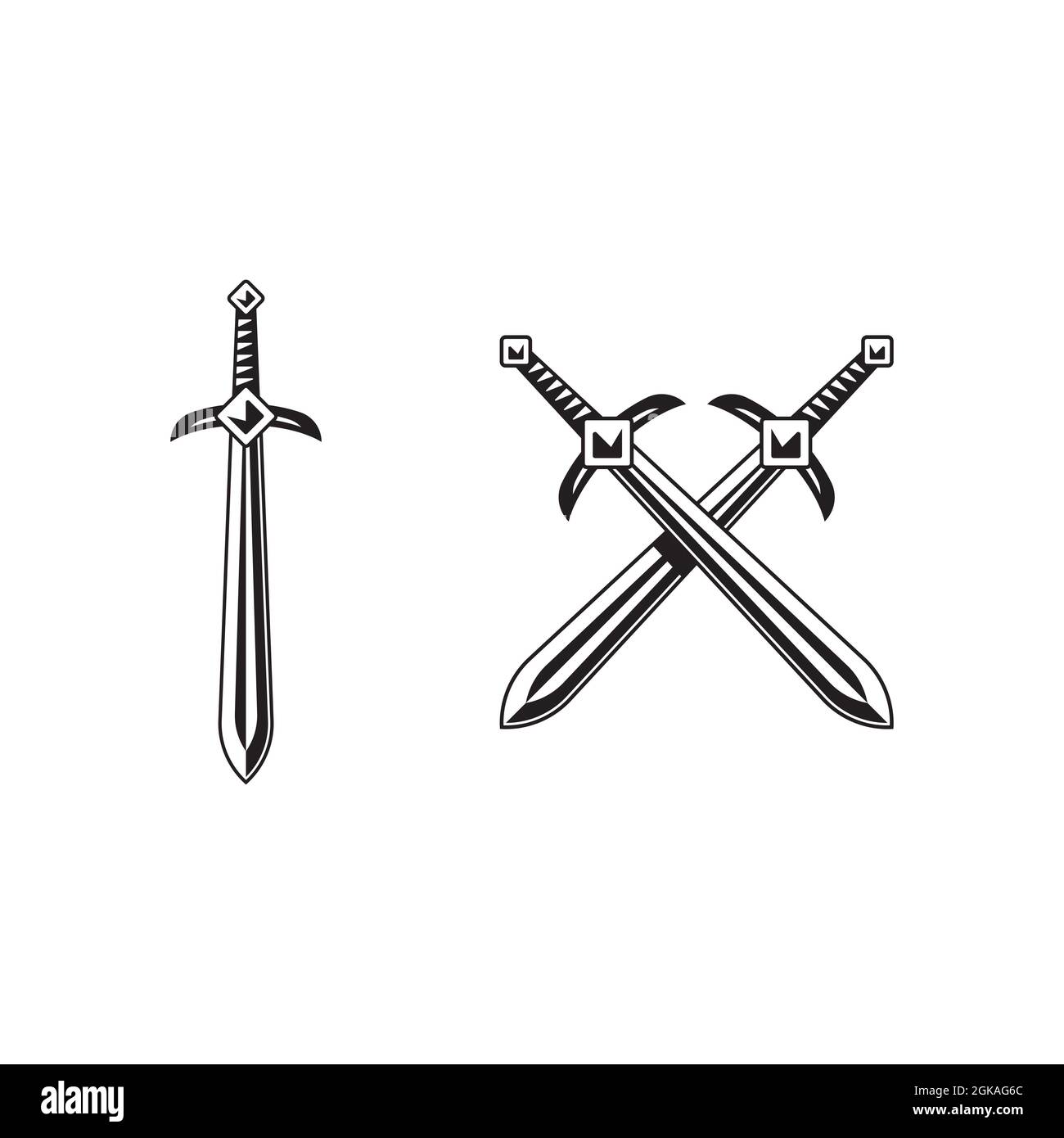 Isolated Crossed Chinese Hook Swords Vector Stock Vector (Royalty