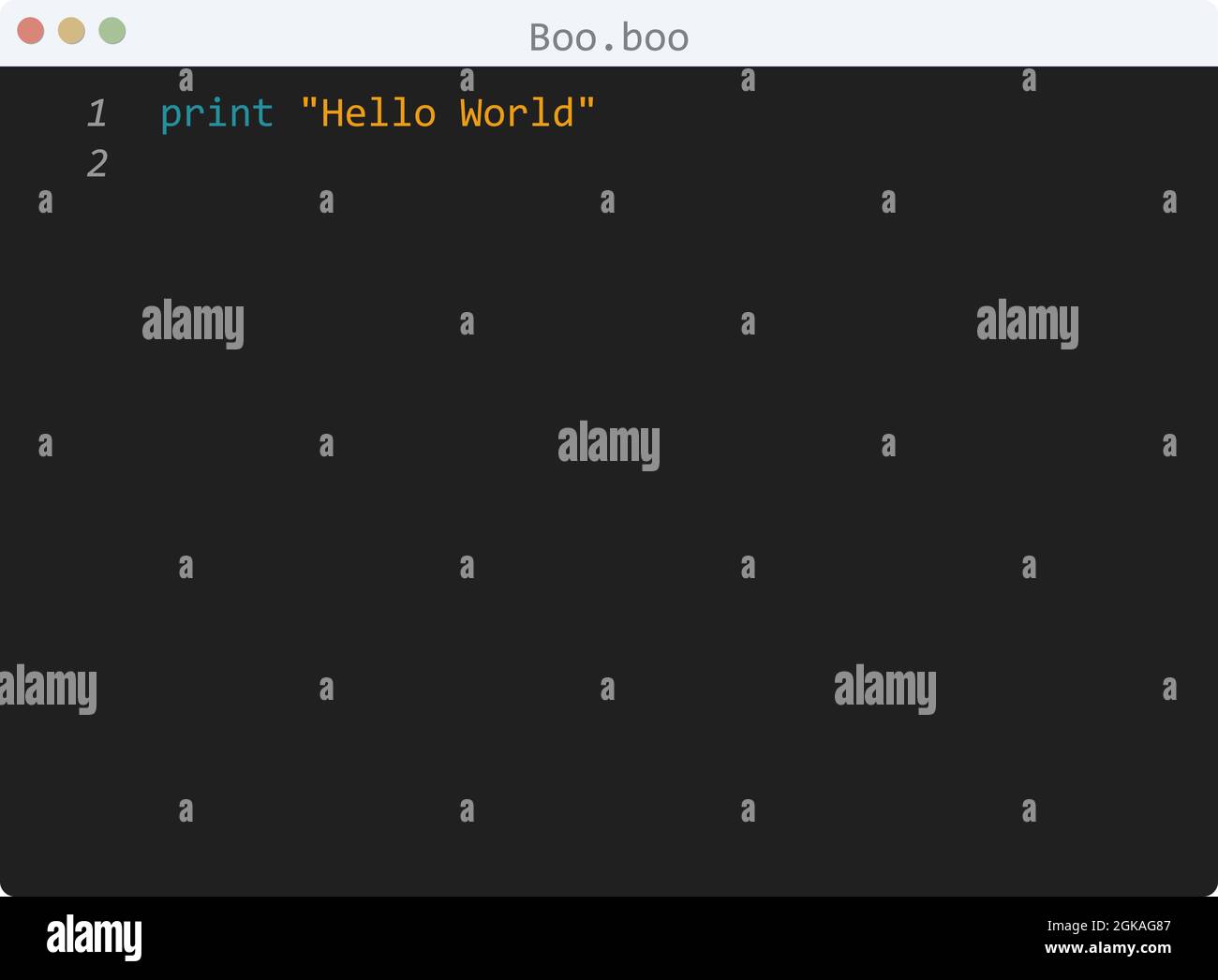 Boo language Hello World program sample in editor window illustration ...