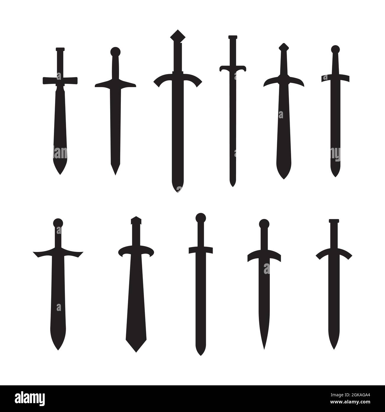 Crossed swords illustration Black and White Stock Photos & Images - Alamy