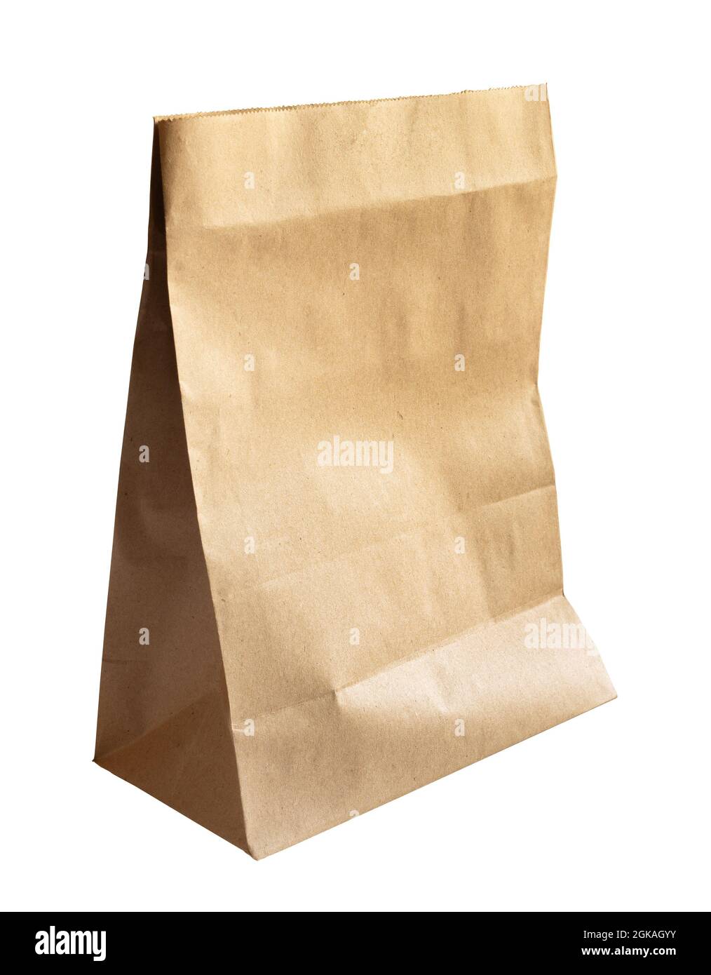 Brown paper bag isolated on white background Stock Photo