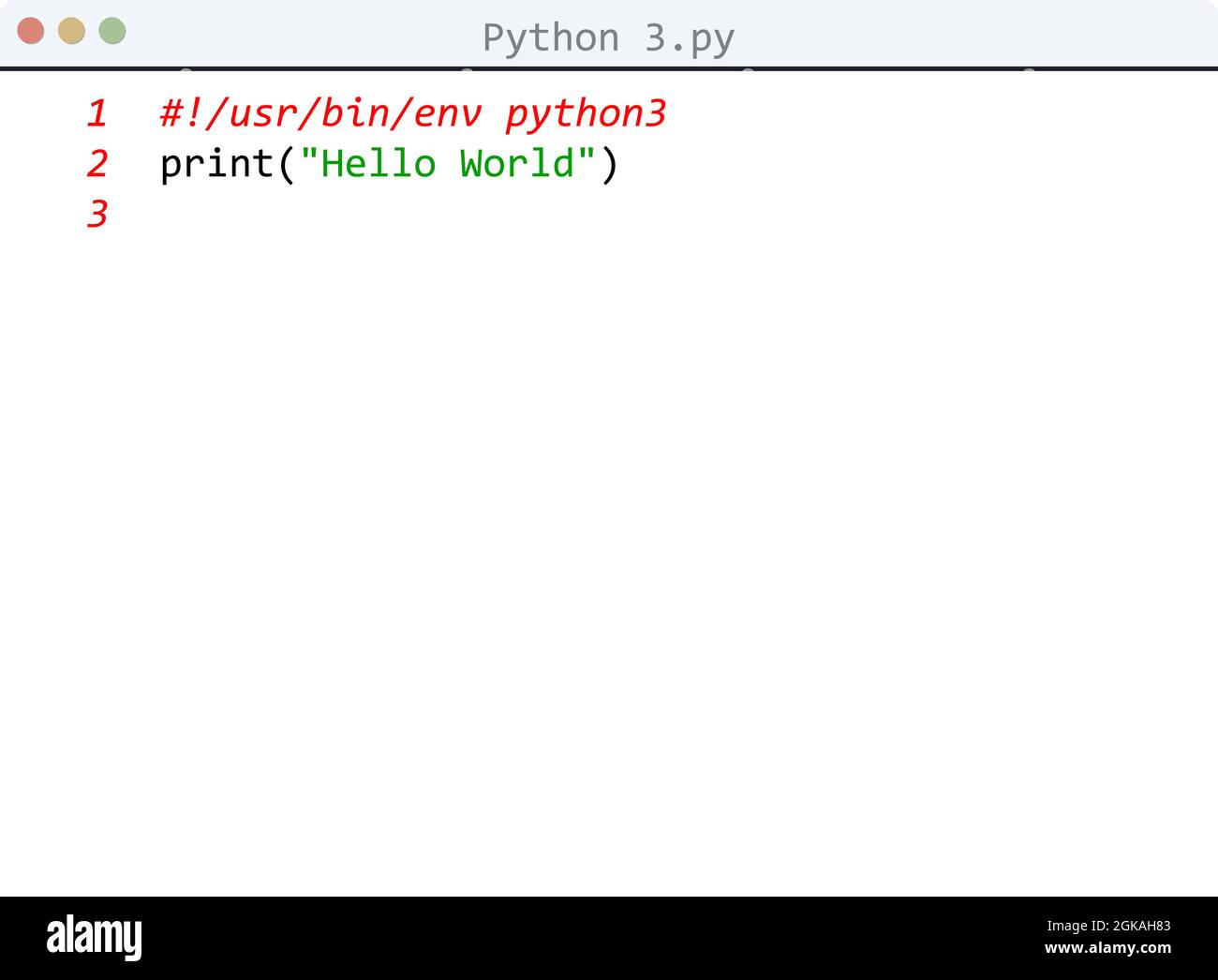 Python 3 language Hello program in editor window Stock Vector Image & Art - Alamy