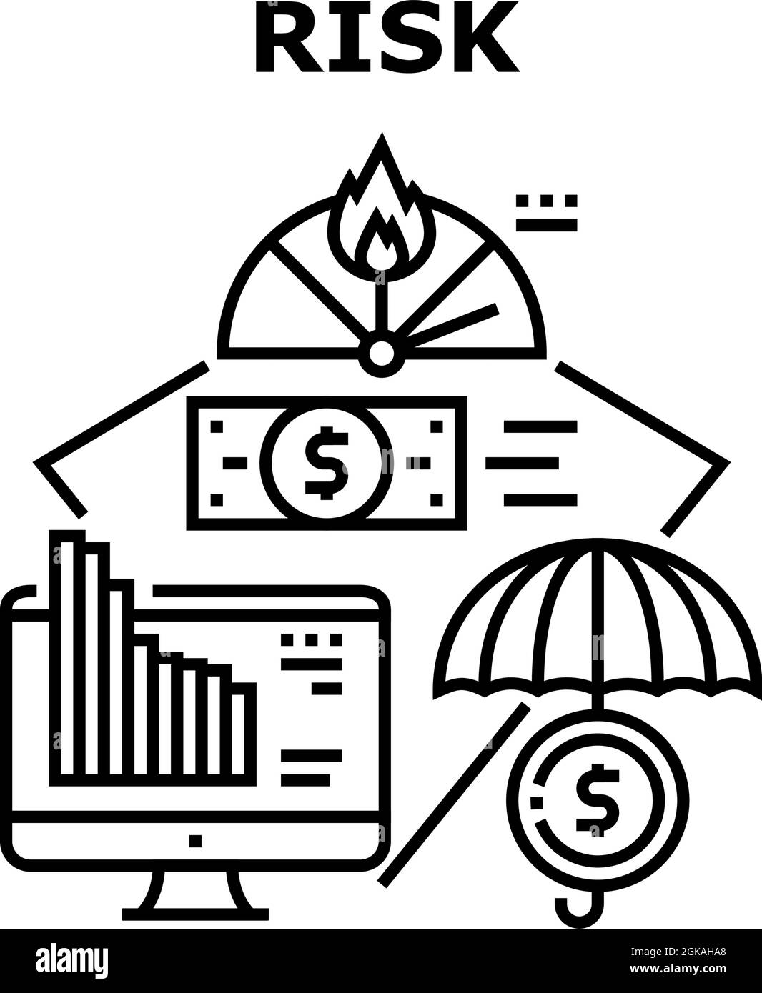 Financial Risk Vector Concept Black Illustration Stock Vector Image