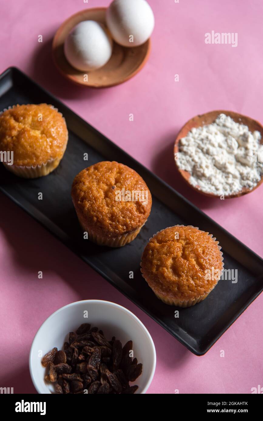 Indian traditional sweet motichur laddu or laddoo made of gram flour balls deep fried and dipped in sugar syrup Stock Photo