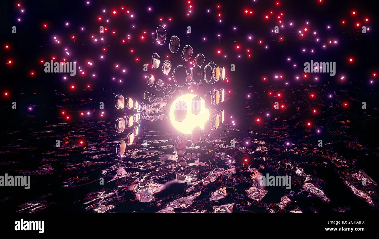 Abstract dynamic sci fi background 4k UHD 3d illustration with red and ...
