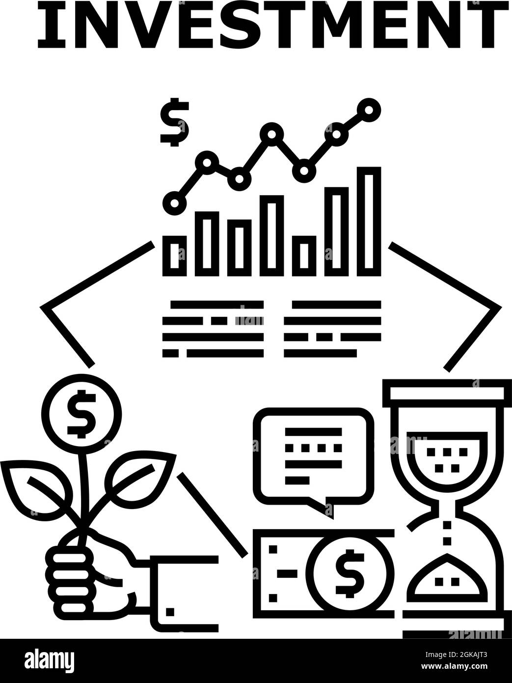 Investment Money Vector Concept Black Illustration Stock Vector Image ...