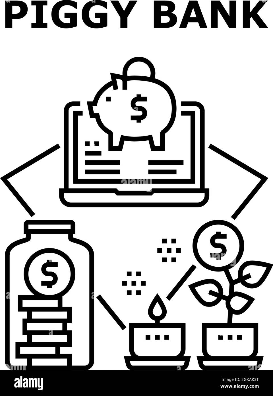Piggy Bank Money Vector Concept Black Illustration Stock Vector Image ...