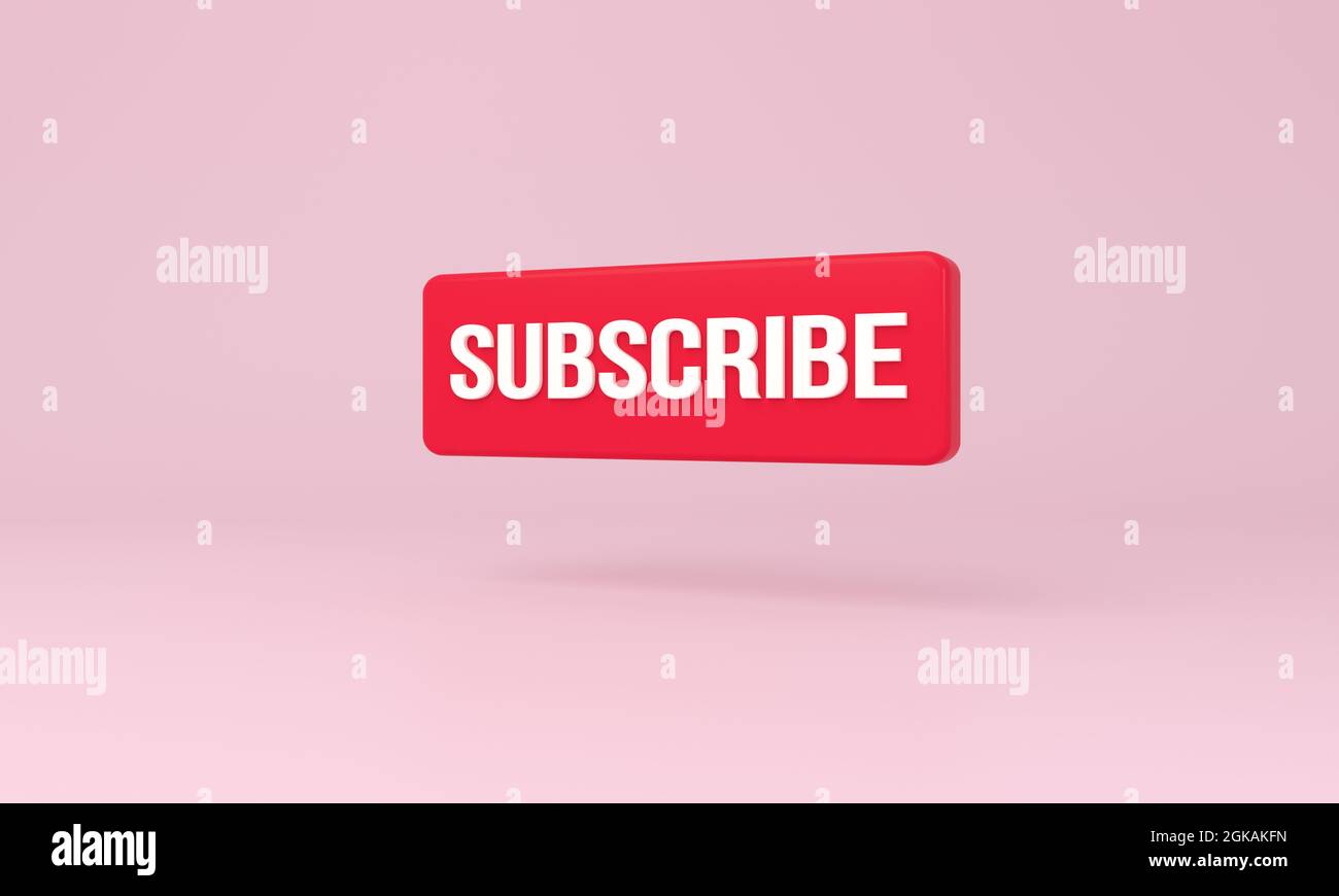 Subscribe icon on minimal pink background. 3d rendering. Stock Photo