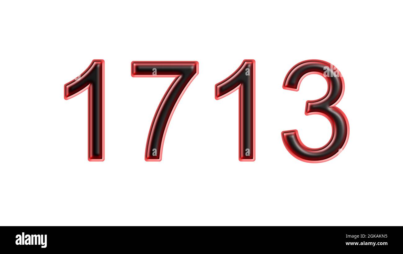 red 1713 number 3d effect white background Stock Photo