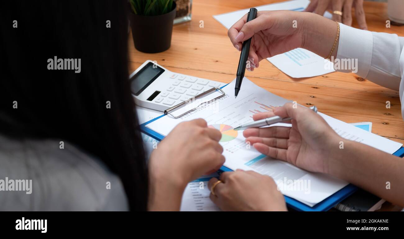 Business People Analyzing Statistics Business Documents, Financial Accounting Concept. Stock Photo