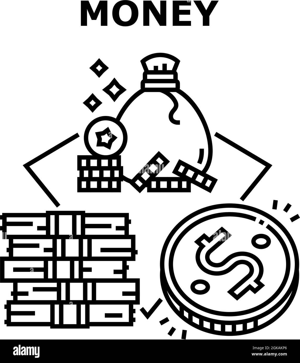 Money Finance Vector Concept Black Illustration Stock Vector Image ...