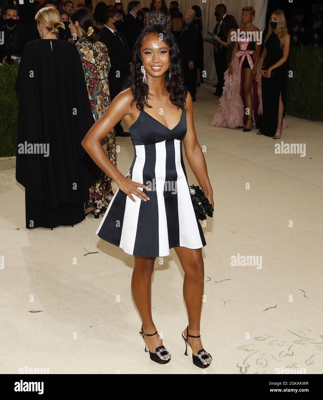 New York, United States. 14th Sep, 2021. Leylah Fernandez arrives on the  red carpet for The Met Gala at The Metropolitan Museum of Art celebrating  the opening of In America: A Lexicon