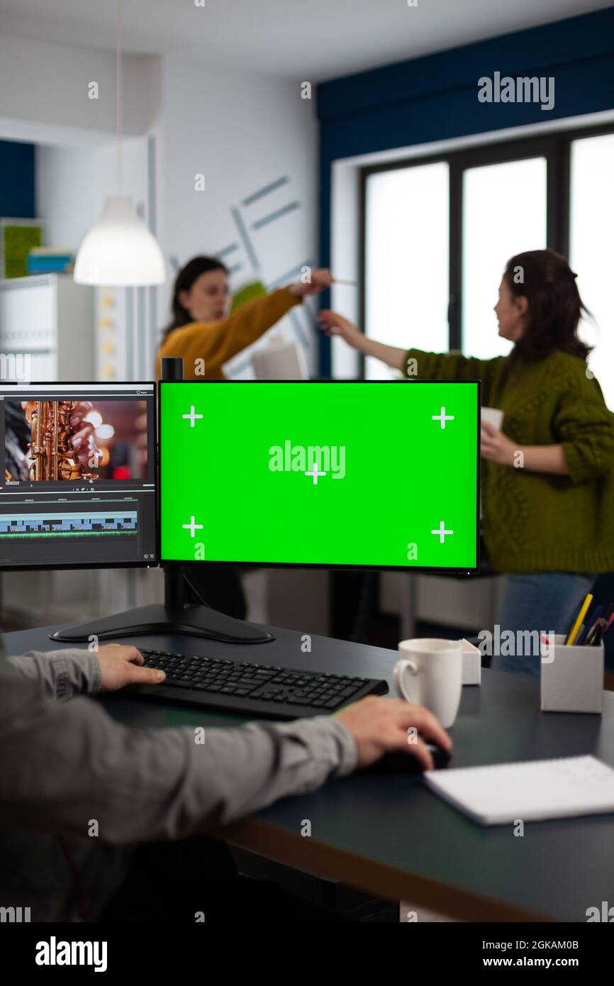 Video maker editor editing movie project using post production software