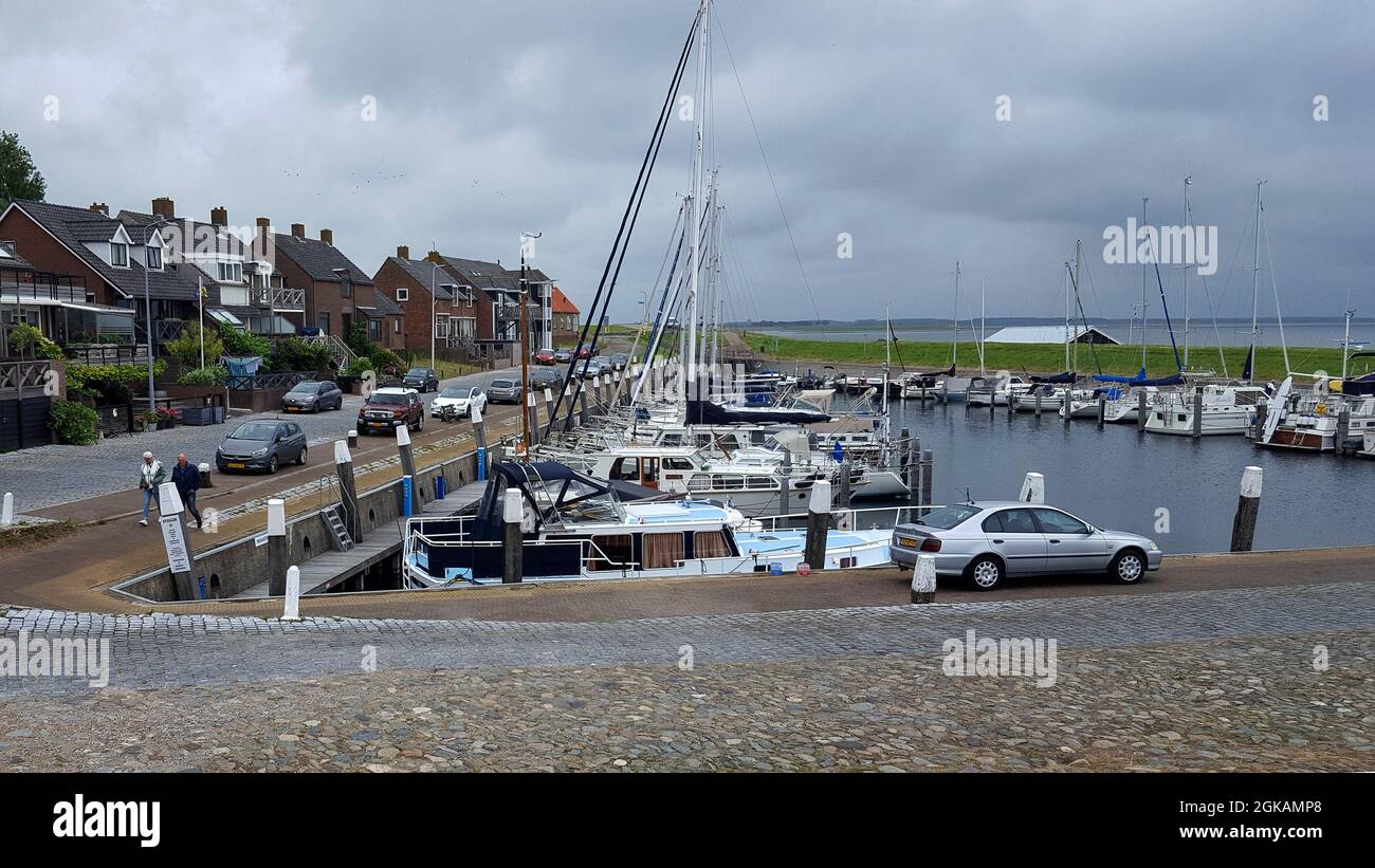 Yacht harbor of Dutch village Ouddorp, Goeree-Overvlakkee, South-Holland, Netherlands Stock Photo