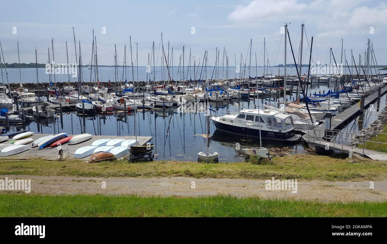 Yacht harbor of Dutch village Ouddorp, Goeree-Overvlakkee, South Holland, Netherlands Stock Photo