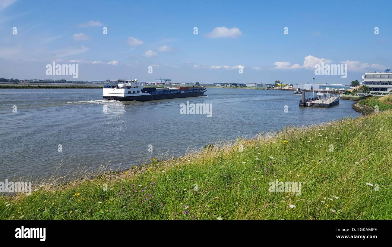 Shipping on Dutch river Noord Stock Photo