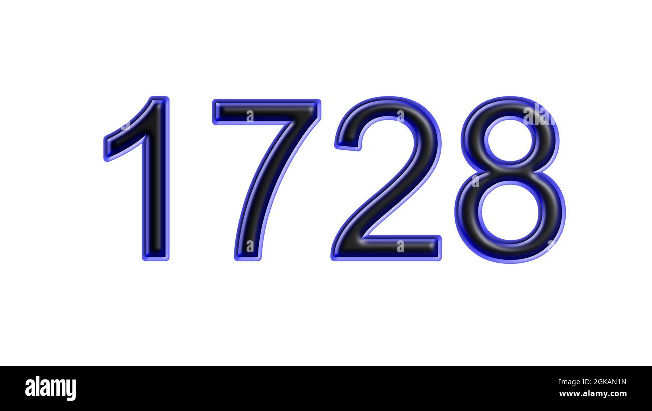 blue 1728 number 3d effect white background Stock Photo - Alamy