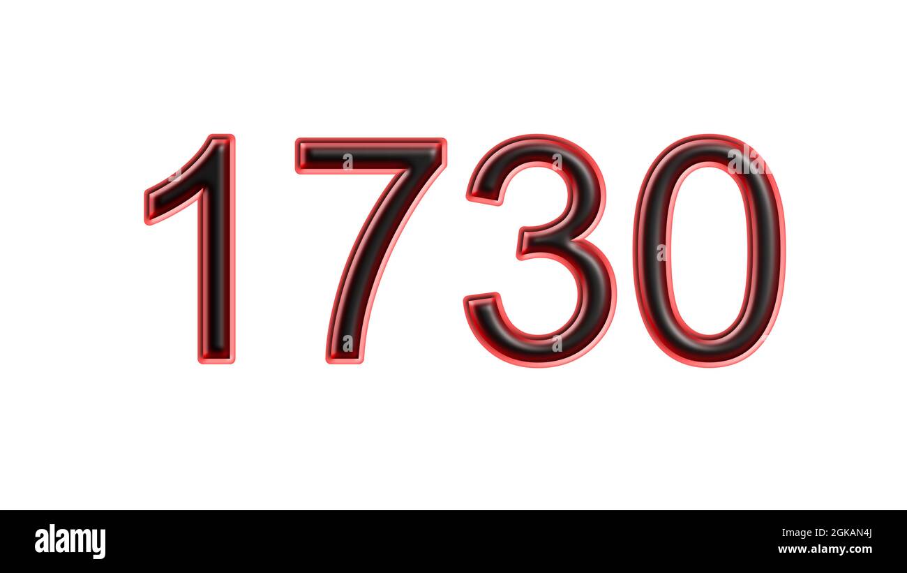 red 1730 number 3d effect white background Stock Photo