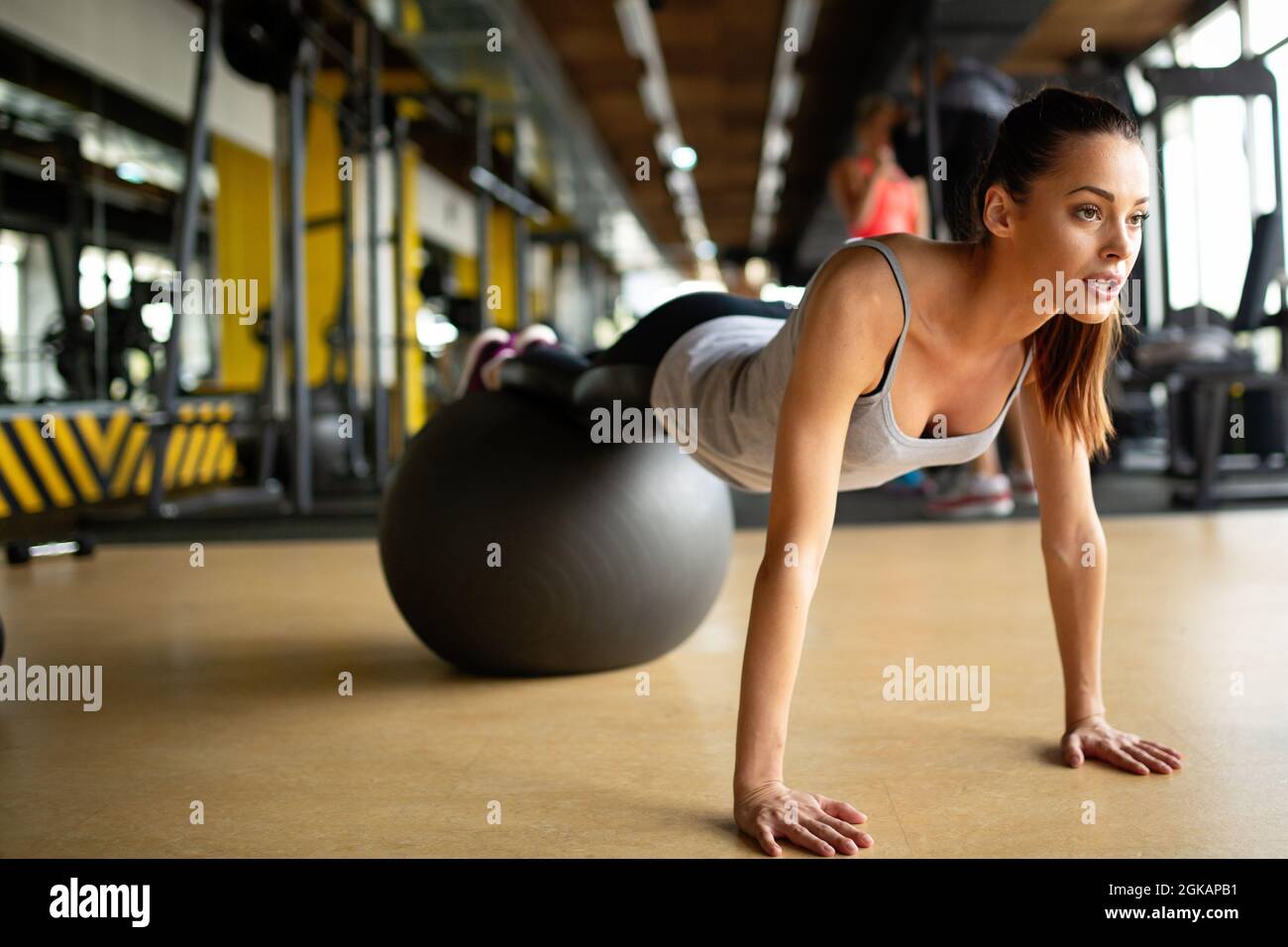 Woman exercise ball push ups hires stock photography and images Alamy