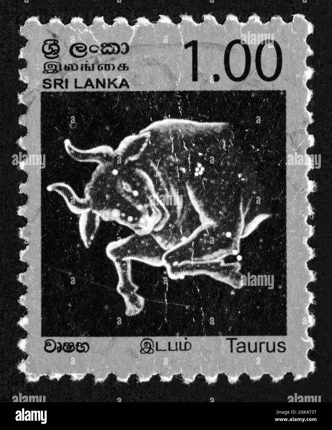 Stamp print in Sri Lanka,Zodiac signs,Taurus Stock Photo Alamy