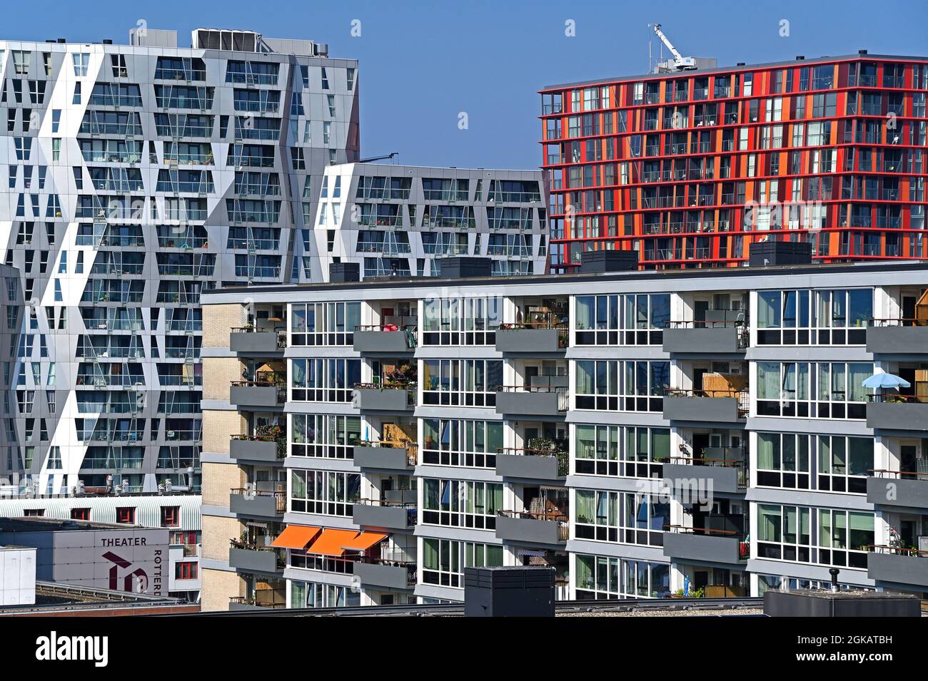 rotterdam / netherlands - 2021-09-03 :  apartment buildings in the Rotterdam city centre lijnbaan area  --  [credit: joachim affeldt - larger format a Stock Photo