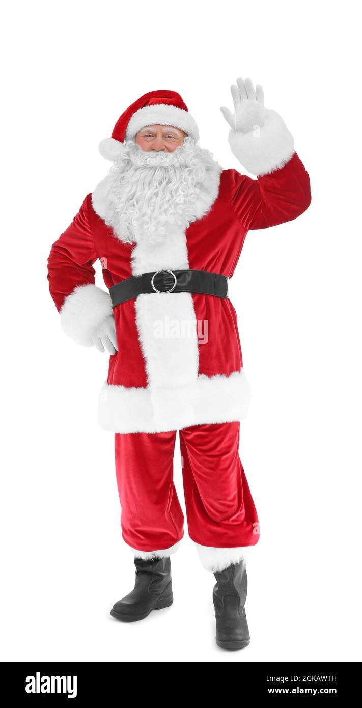 Authentic Santa Claus standing on white background Stock Photo - Alamy