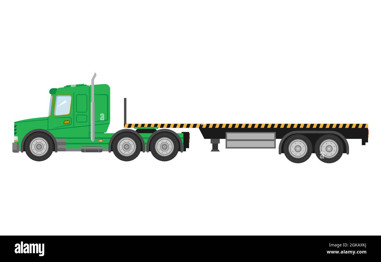 Flatbed truck vector mockup on white for vehicle branding, corporate