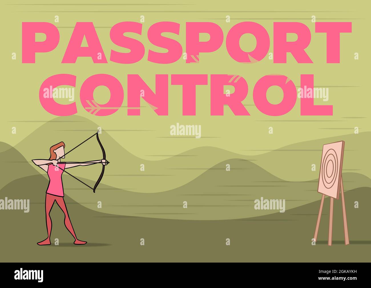Writing Displaying Text Passport Control Business Showcase The Area In An Airport Where Passports Are Checked Lady Archer Illustration Holding Bow Stock Photo Alamy