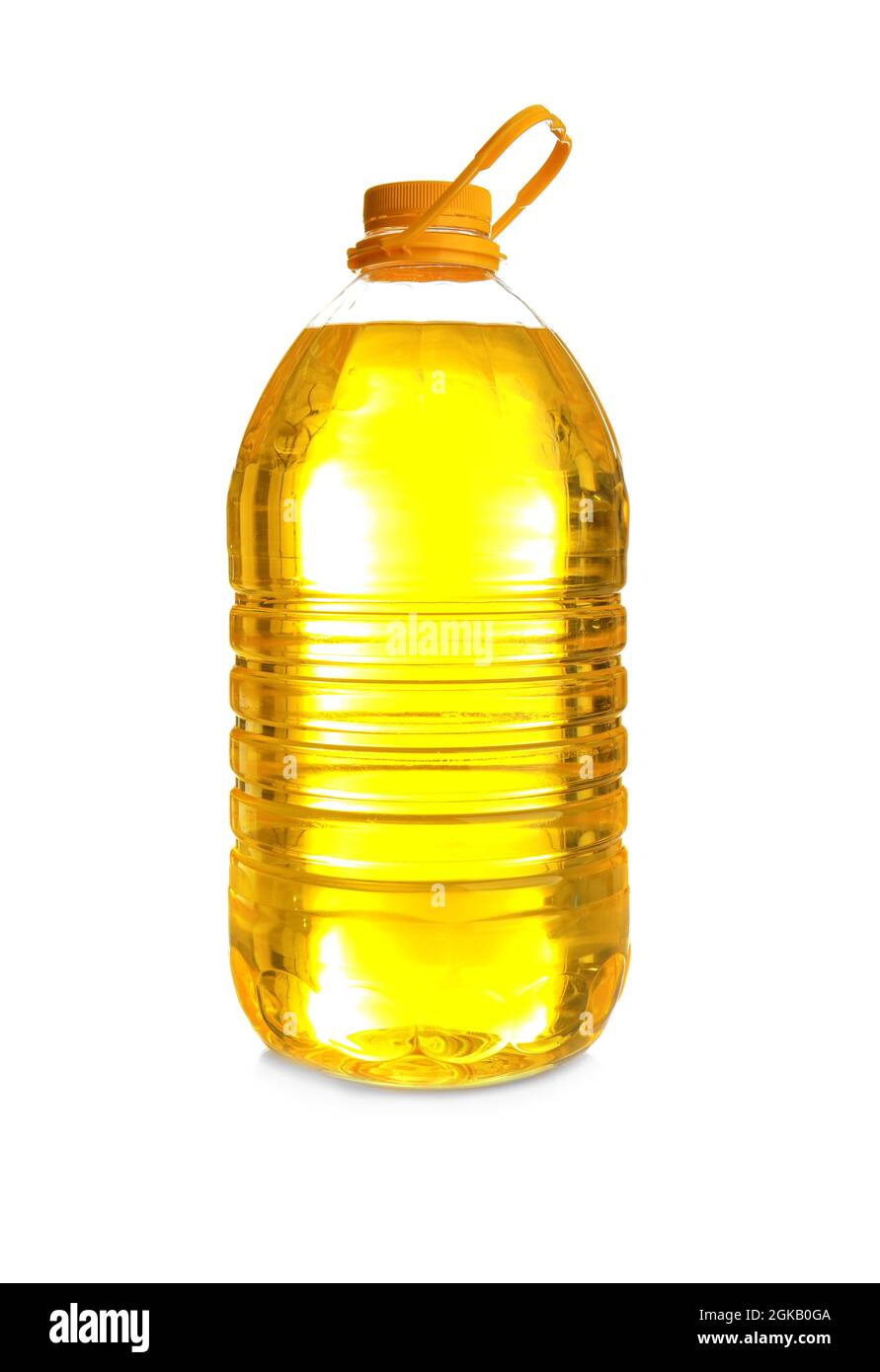 Plastic bottle of cooking oil isolated on white Stock Photo Alamy
